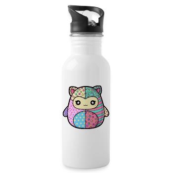 Patchwork Kitten Pastel Colors - Water bottle with straw - white - Right