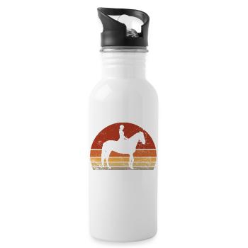 Cavaliere Silhouette Vintage Retro - Water bottle with straw - white - Right