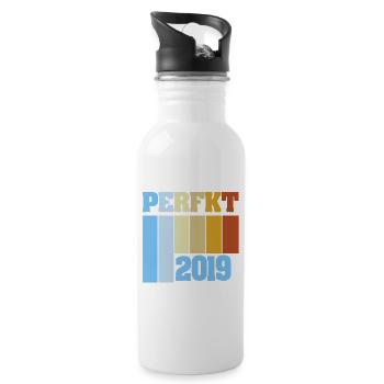 Einzigartig 2019 - Trinkflasche mit integriertem Trinkhalm - Weiß - Rechts