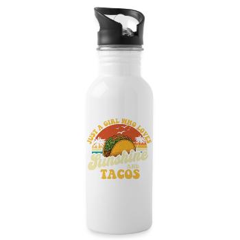 Just A Girl Who Loves Sunshine and Tacos - Water bottle with straw - white - Right
