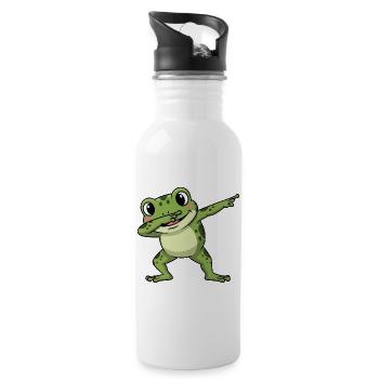 Cute Frog Toad Toad Dabbing Kids Cartoon - Water bottle with straw - white - Right