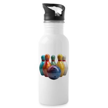 Bunte Bowlingszene Muster - Trinkflasche mit integriertem Trinkhalm - Weiß - Rechts