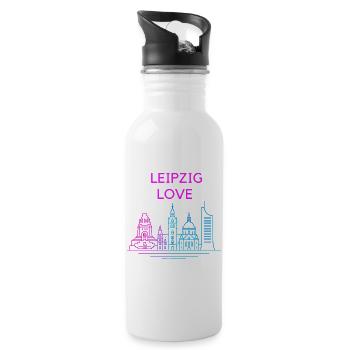 Leipzig Love Skyline Silhouette City Stadt - Water bottle with straw - white - Right