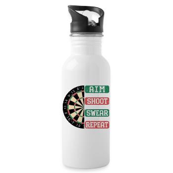 Aim Shoot Wear Repeat Dartboard Style - Water bottle with straw - white - Right