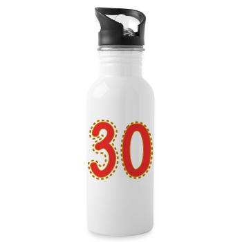 30. 30 YEARS. 30th ANNIVERSARY. 30 YEARS ANNIVERSARY. - Water bottle with straw - white - Right