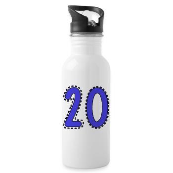20. 20th ANNIVERSARY. 20 YEARS ANNIVERSARY. 20 YEARS. - Water bottle with straw - white - Right