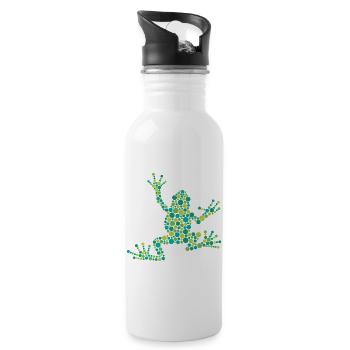 Dot frog made of colorful circles - Water bottle with straw - white - Right