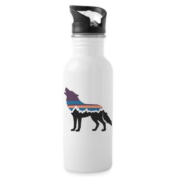 Chien-loup Paysage de montagne Forêt Randonnée Silhouette - Gourde avec paille intégrée - blanc - Droite