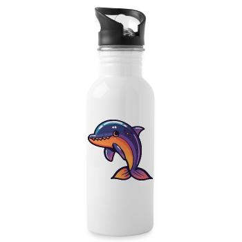Dolphin Halloween Zombie - Water bottle with straw - white - Right