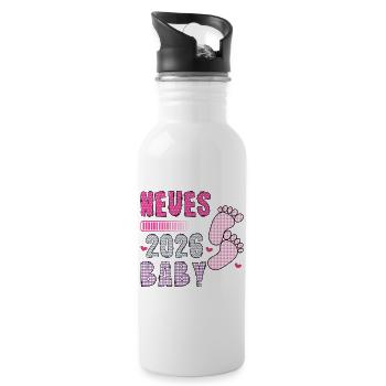 Werdende Mutter NEUES BABY 2026 Lustiges - Trinkflasche mit integriertem Trinkhalm - Weiß - Rechts