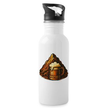 Bergbier Landschaft: Hopfenfeuer - Trinkflasche mit integriertem Trinkhalm - Weiß - Rechts
