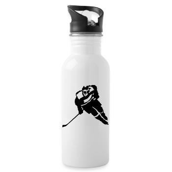 Eishockey - Trinkflasche mit integriertem Trinkhalm - Weiß - Rechts