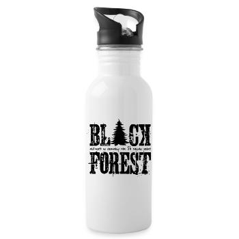 Black Forest – Brutal Wild German Nature Design - Trinkflasche mit integriertem Trinkhalm - Weiß - Rechts