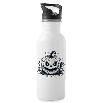 Retro-Monochromer Kürbis - Trinkflasche mit integriertem Trinkhalm - Weiß - Rechts