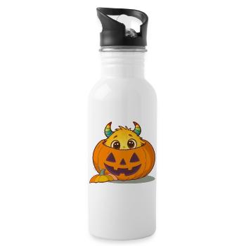 Halloween monsters in the pumpkin: Sweet scary fun - Water bottle with straw - white - Right