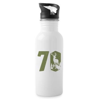 Jäger 70. Geburtstag Jagd 70 Jahre Zahl Hirsch - Trinkflasche mit integriertem Trinkhalm - Weiß - Rechts