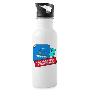Le meilleur design de pêcheur au Canada - Gourde avec paille intégrée - blanc - Droite
