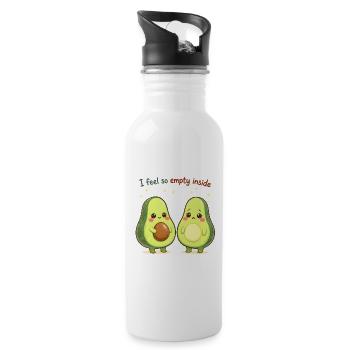 Süßes Avocado Design “I Feel So Empty Inside” - Trinkflasche mit integriertem Trinkhalm - Weiß - Rechts
