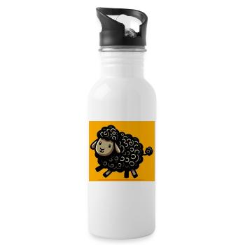 Schwarzes Schaf - Trinkflasche mit integriertem Trinkhalm - Weiß - Rechts