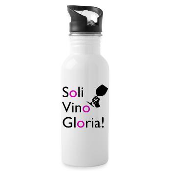 Soli Vino Gloria - Trinkflasche mit integriertem Trinkhalm - Weiß - Rechts