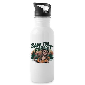 Rettet den Wald Rettet den Wald Naturökologie - Trinkflasche mit integriertem Trinkhalm - Weiß - Rechts