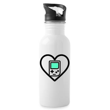 Retro Heart – Retro Handheld Console - Water bottle with straw - white - Right
