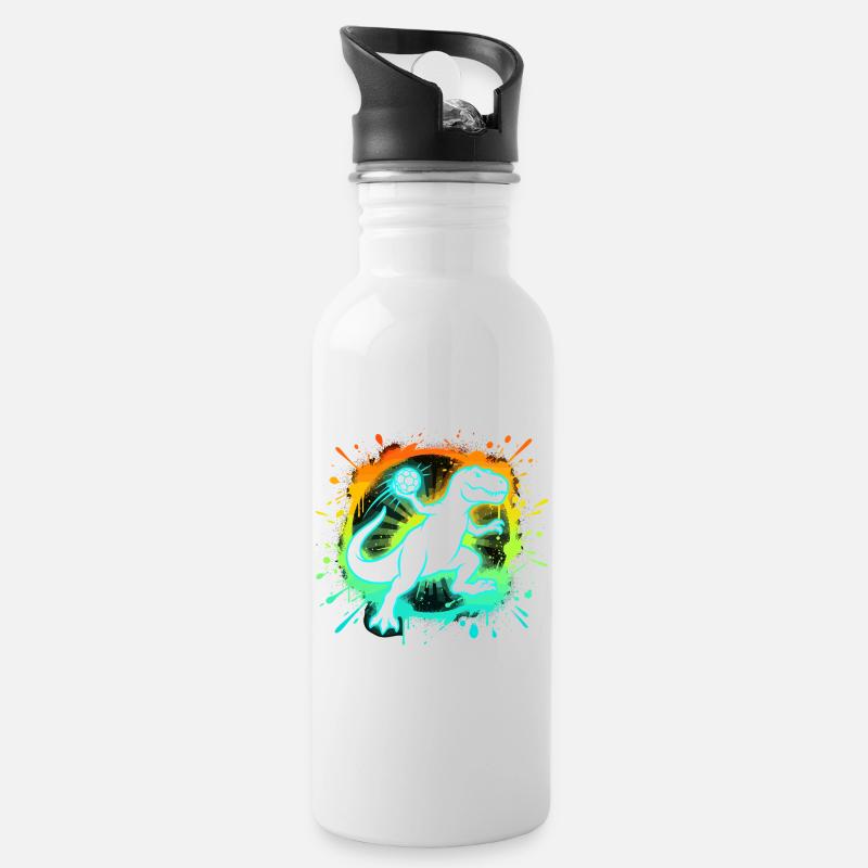 Handballer T-Rex Grafik Kinder Teenager Lustig - Trinkflasche mit integriertem Trinkhalm - Weiß