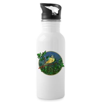 Colorful bird - Water bottle with straw - white - Right