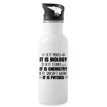 Physics Science Teacher Geek Funny Biology Student - Water bottle with straw - white - Right