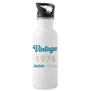Vintage 1974 Judo Club Retro Geburtsjahr Geschenk - Trinkflasche mit integriertem Trinkhalm - Weiß - Rechts