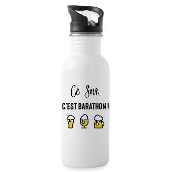 Heute Abend ist ein Barathon! - Trinkflasche mit integriertem Trinkhalm - Weiß - Rechts