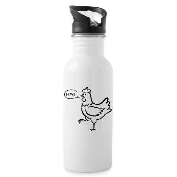 Stolzes Huhn mit F-CAW-F Comic-Spruch - Trinkflasche mit integriertem Trinkhalm - Weiß - Rechts