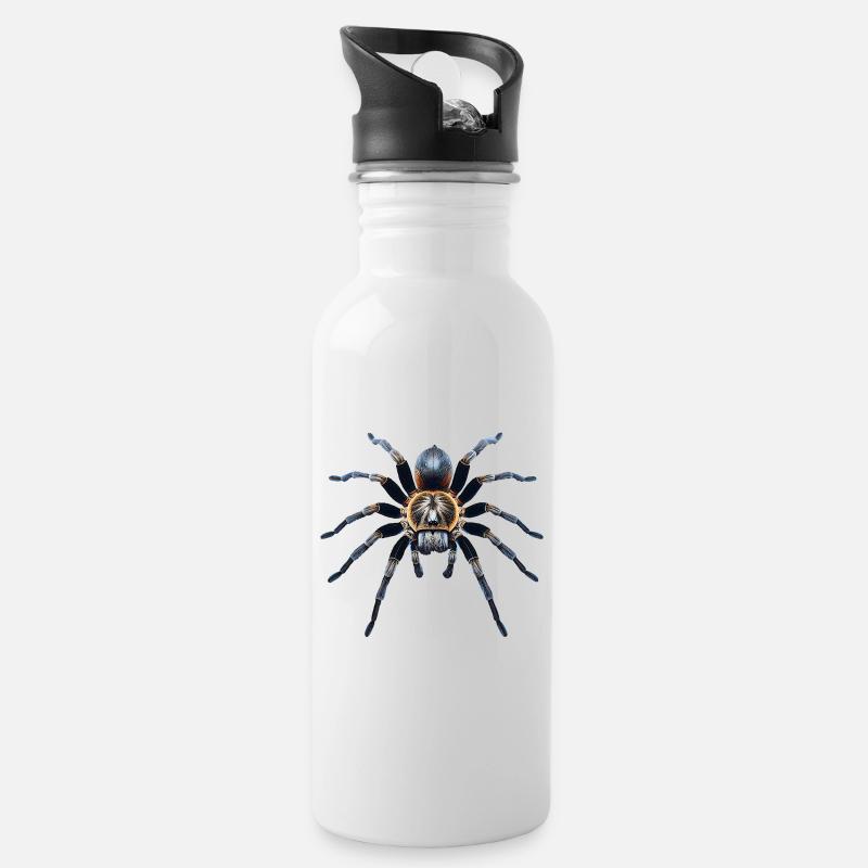 Vogelspinne - Trinkflasche mit integriertem Trinkhalm - Weiß