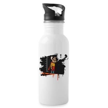 Superheld Maus im Regen auf Dach im Grunge Stil - Trinkflasche mit integriertem Trinkhalm - Weiß - Rechts