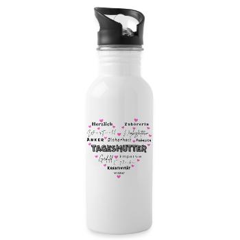 Geschenk Tagesmutter - Trinkflasche mit integriertem Trinkhalm - Weiß - Rechts