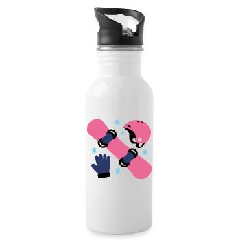 Glam Skate Pink und Blauer Helm - Trinkflasche mit integriertem Trinkhalm - Weiß - Rechts