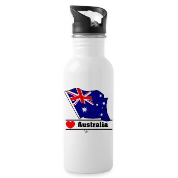 Australia Heartbeat Flag - Water bottle with straw - white - Right