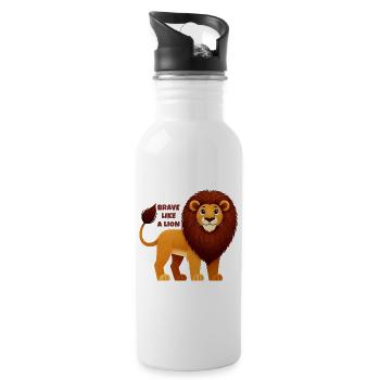 Tapferer Leo und Sunmane - Trinkflasche mit integriertem Trinkhalm - Weiß - Rechts