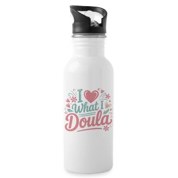 J’adore ce que je fais, doula - Gourde avec paille intégrée - blanc - Droite
