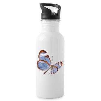 Conception transparente papillon Glasswing - Gourde avec paille intégrée - blanc - Droite