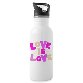 L’amour est l’amour – Déclaration de cœur colorée - Gourde avec paille intégrée - blanc - Droite