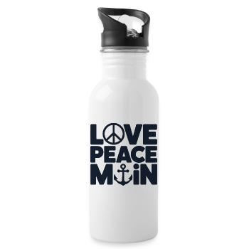  Love Peace Main Maritimer Anker Spruch Für - Trinkflasche mit integriertem Trinkhalm - Weiß - Rechts