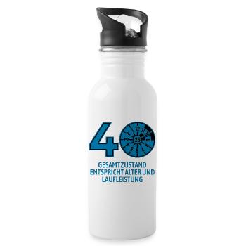 HU Februar 2026 - 40 Jahre - Geburtstag Geschenk - Trinkflasche mit integriertem Trinkhalm - Weiß - Rechts