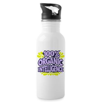 100 % organische Intelligenz, keine KI - Trinkflasche mit integriertem Trinkhalm - Weiß - Rechts