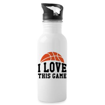 Ich liebe dieses Spiel – Basketball - Trinkflasche mit integriertem Trinkhalm - Weiß - Rechts