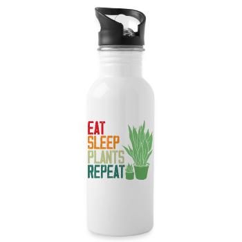 Eat Sleep Plants Repeat Plant Lover - Water bottle with straw - white - Right