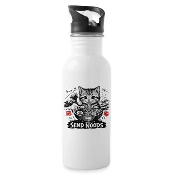 Ramen Katze Kanagawa - Trinkflasche mit integriertem Trinkhalm - Weiß - Rechts