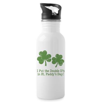 Humour de la Saint-Patrick : Double D Shamrocks - Gourde avec paille intégrée - blanc - Droite