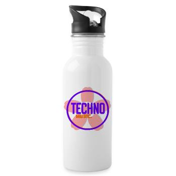 Logo néon Techno Circle - Gourde avec paille intégrée - blanc - Droite