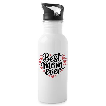 Best Mom Ever - Water bottle with straw - white - Right
